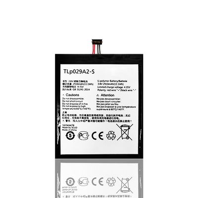 Weiße Farbe TLP029A2 3.8V 2910mAh Lithium-Polymer-Tab-Batterie für austauschbares Laden
