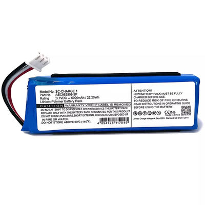 AAA 6000mAh Kapazität Ersatz Li-Polymer AEC982999-2P Lautsprecherbatterie für JBL-CHARGE 1